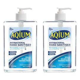 Ego Aqium Antibacterial Hand Sanitiser Gel 1L Pack of 2