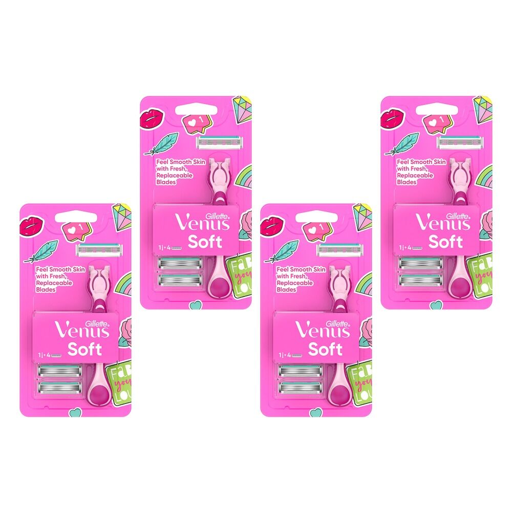 Gillette Simply Venus Razor Handle & 4 Blade Refills Pack of 4