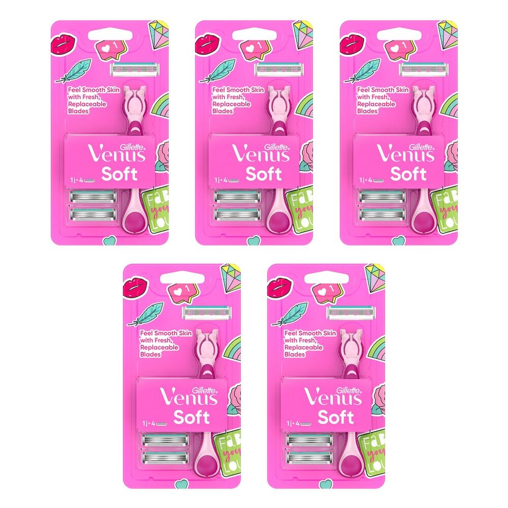 Gillette Simply Venus Razor Handle & 4 Blade Refills Pack of 5