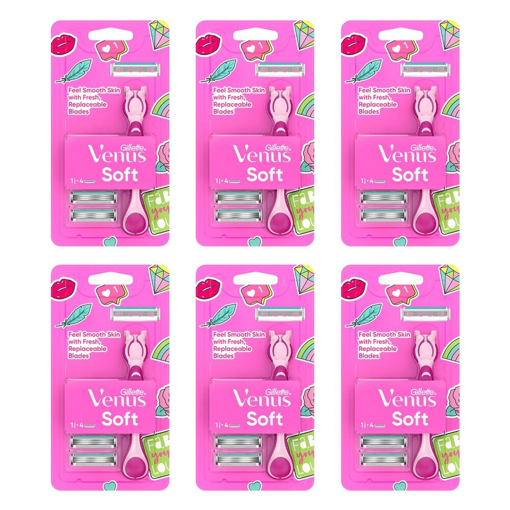 Gillette Simply Venus Razor Handle & 4 Blade Refills Pack of 6