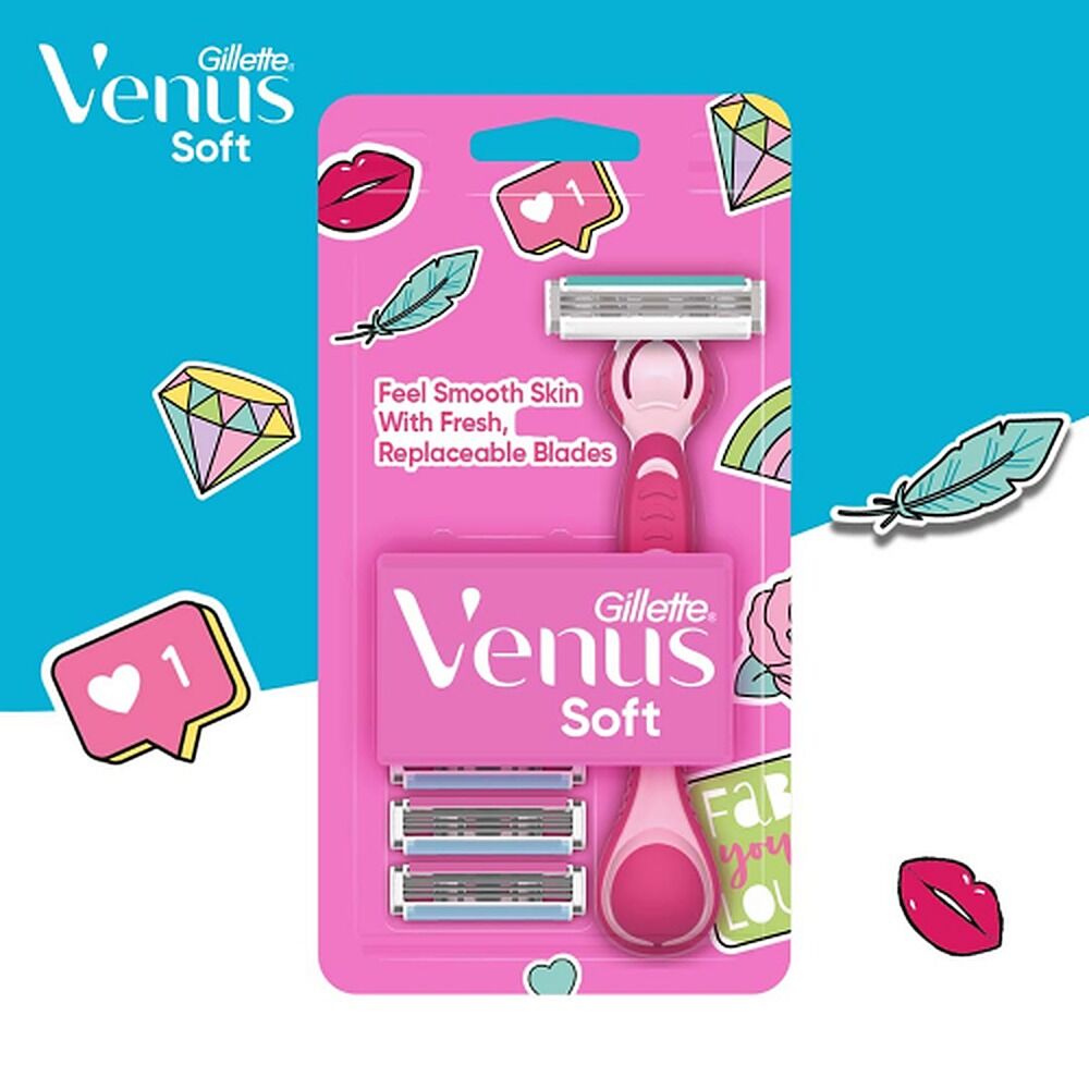 Gillette Simply Venus Razor Handle & 4 Blade Refills