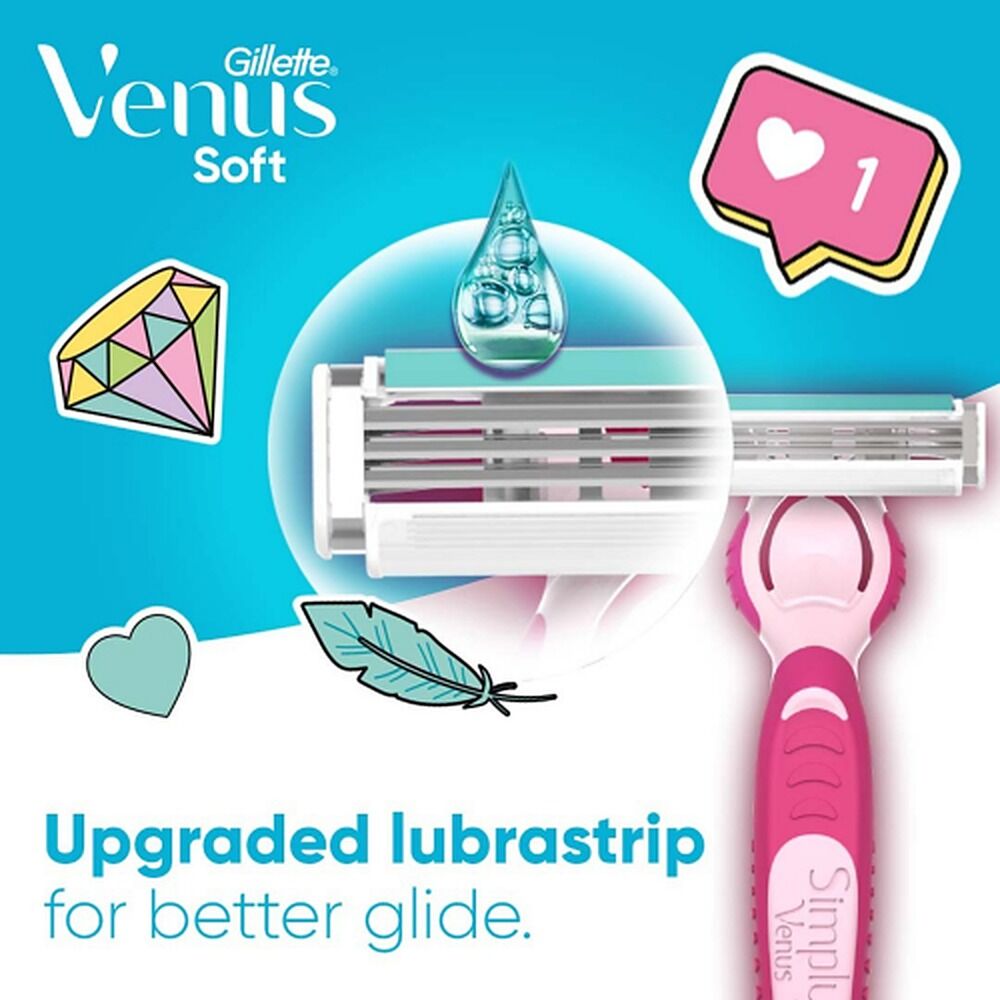 Gillette Simply Venus Razor Handle & 4 Blade Refills