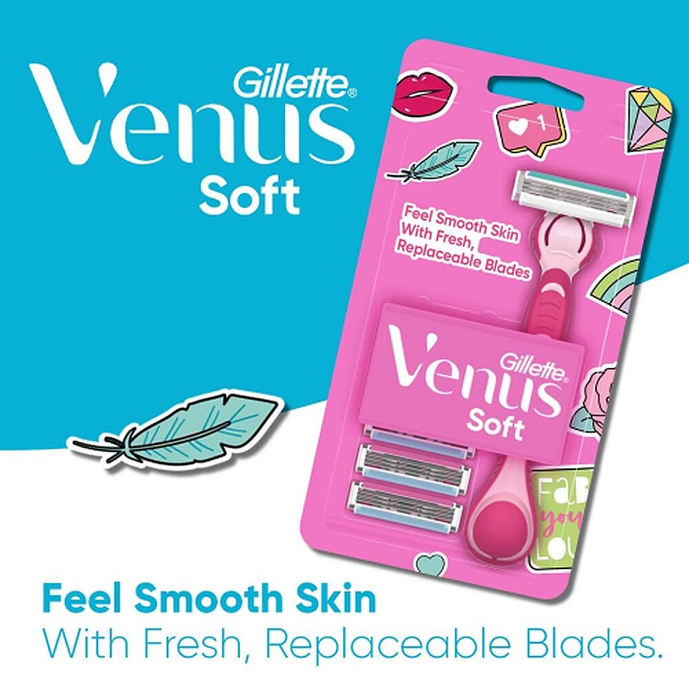 Gillette Simply Venus Razor Handle & 4 Blade Refills