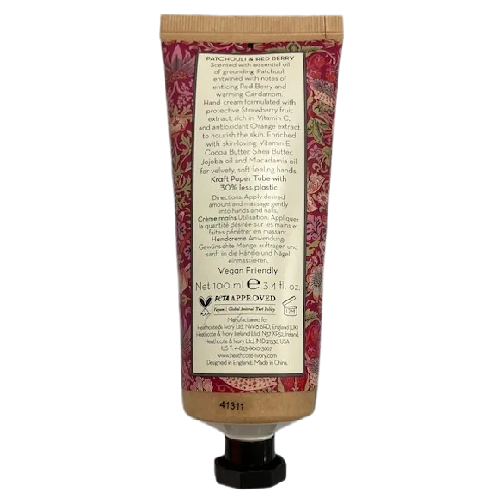 William Morris Vegan Hand Cream Patchouli & Red Berry 100ml