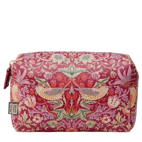 William Morris Strawberry Thief Red Toiletry & Makeup Bag 22x11x12cm