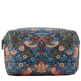 William Morris Strawberry Thief Blue Toiletry & Makeup Bag Large 24x14x15cm