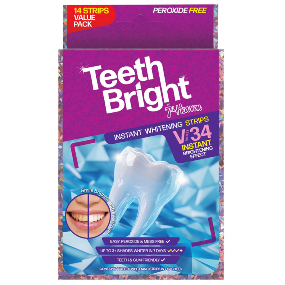 7TH Heaven Teeth Bright Peroxide Free Advanced Whitening Strips 14 Pack