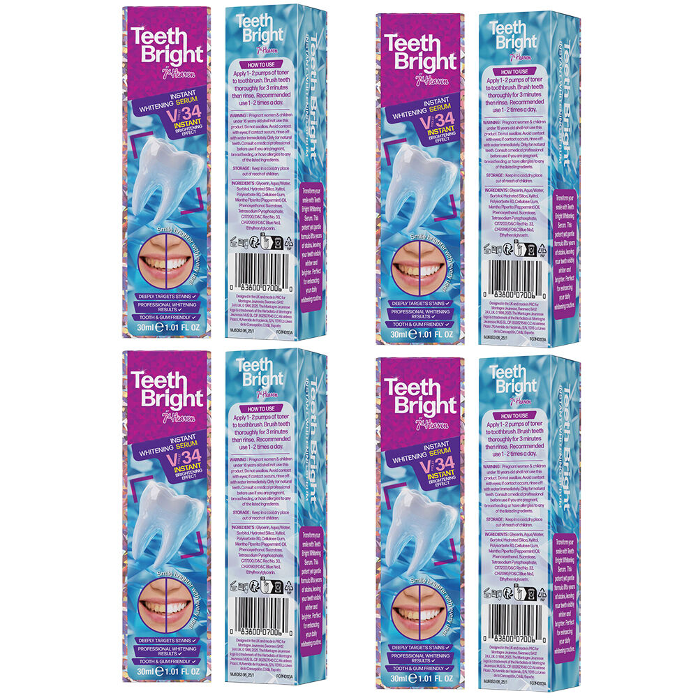 7TH Heaven Teeth Bright Instant Whitening Serum 30ml Bundle Pack 4