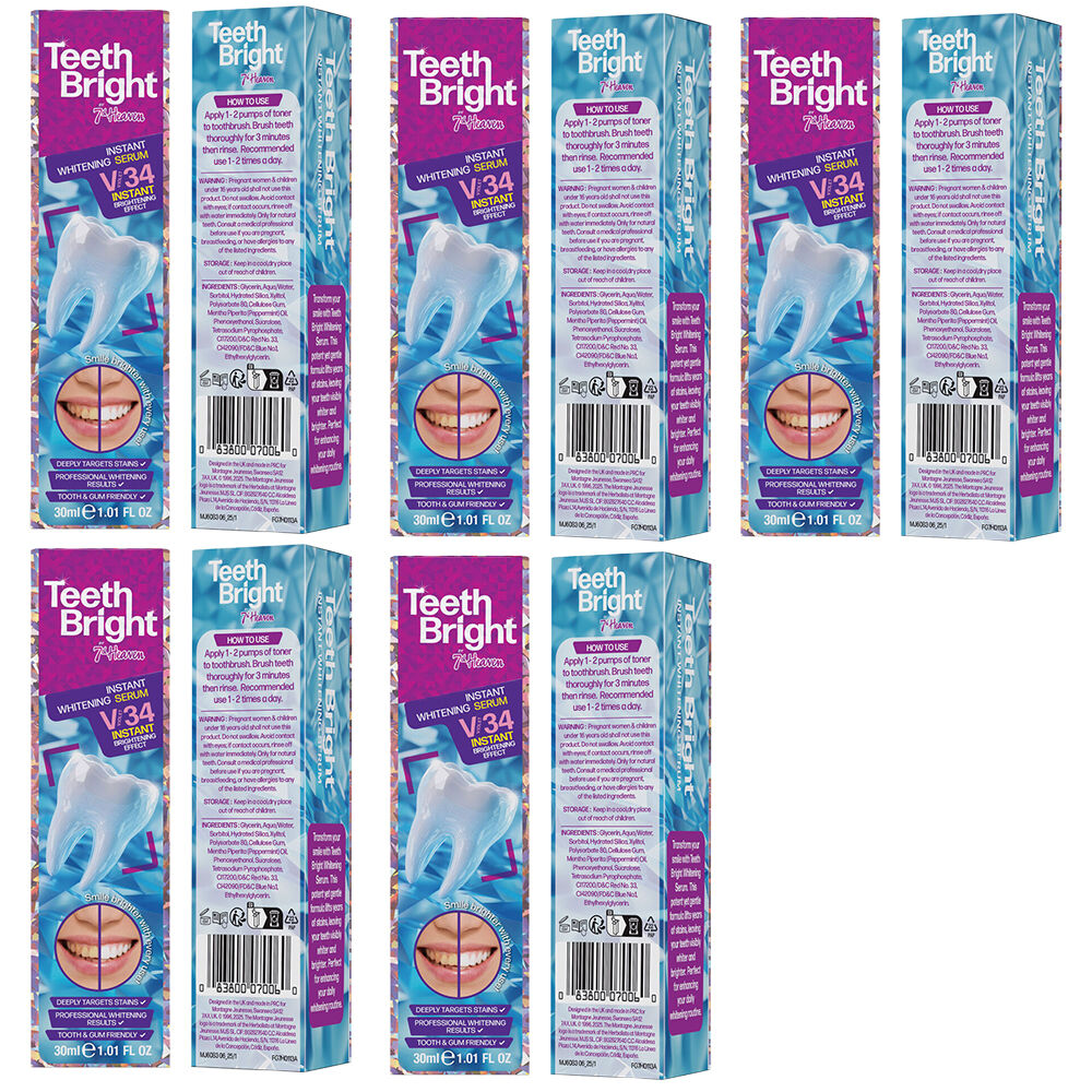 7TH Heaven Teeth Bright Whitening Serum 30ml Bundle of 5 Gentle Stain Remover