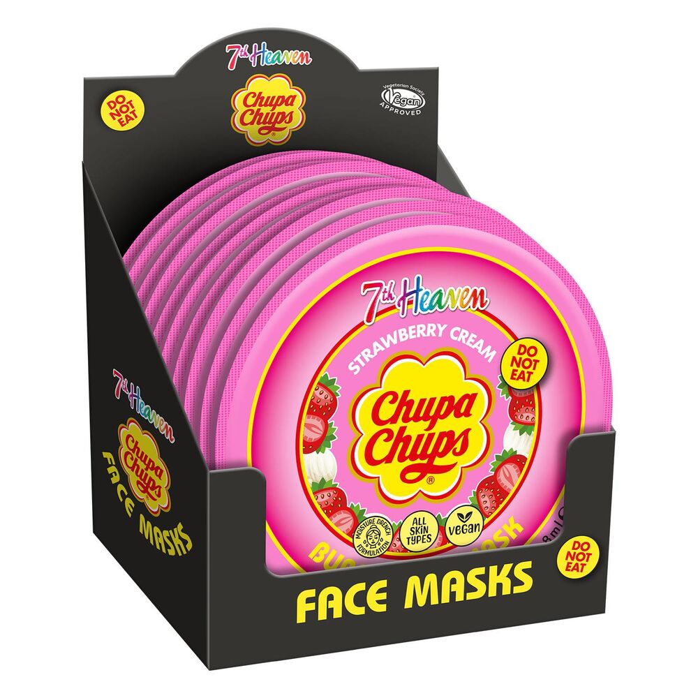 7th Heaven Chupa Chups Strawberry Cream Mask Display of 18