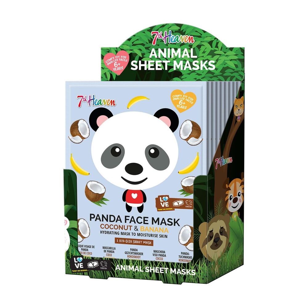 7th Heaven Panda Face Mask Coconut Banana Display of 12