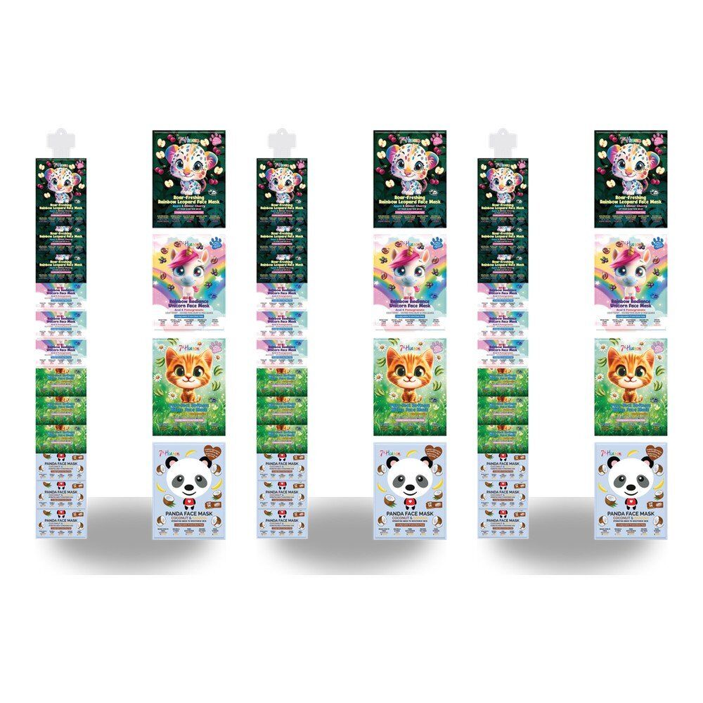 7th Heaven Animal Face Masks Assorted Clip Strip of 12 Bundle of 3