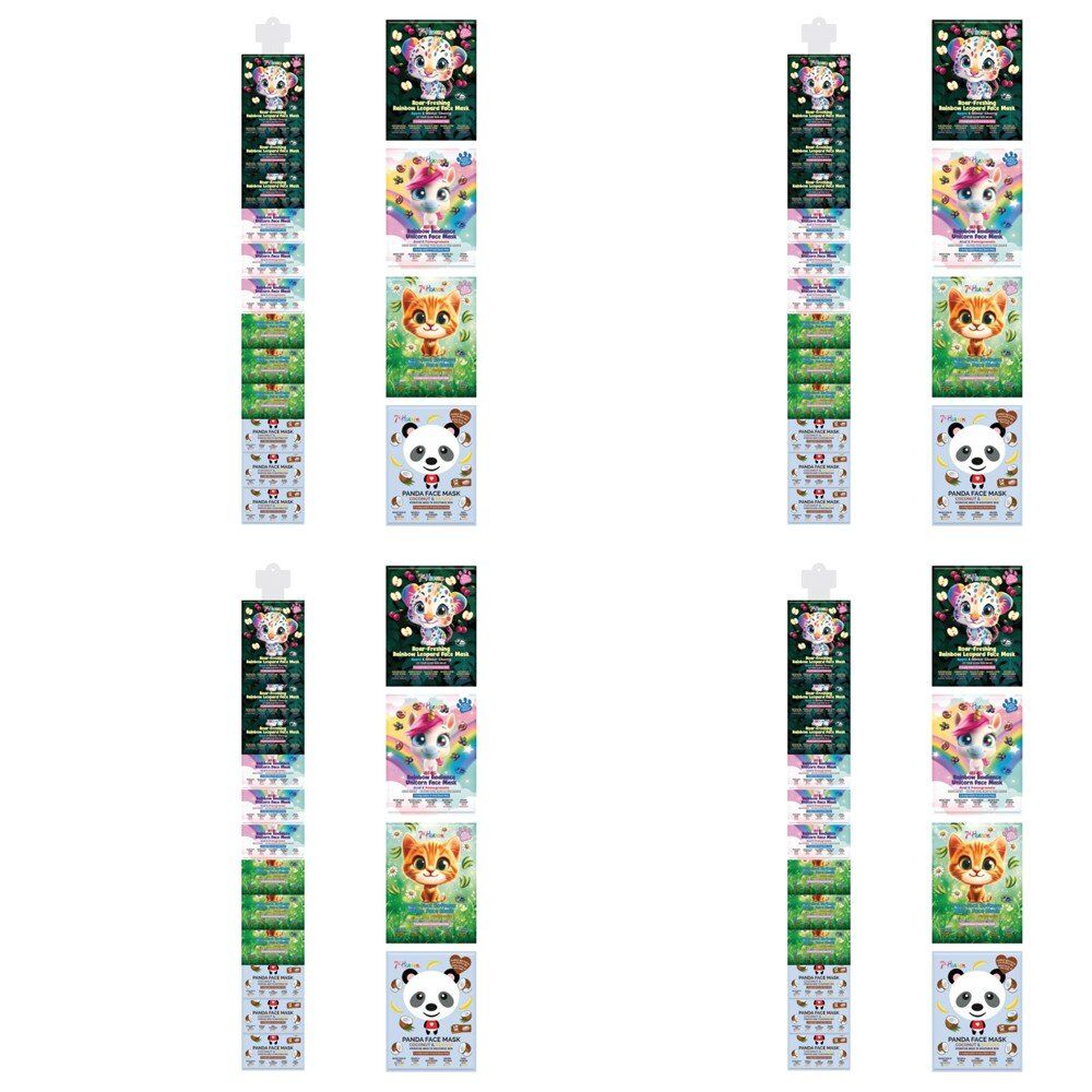 7th Heaven Animal Face Masks Assorted Clip Strip of 12 Bundle of 4