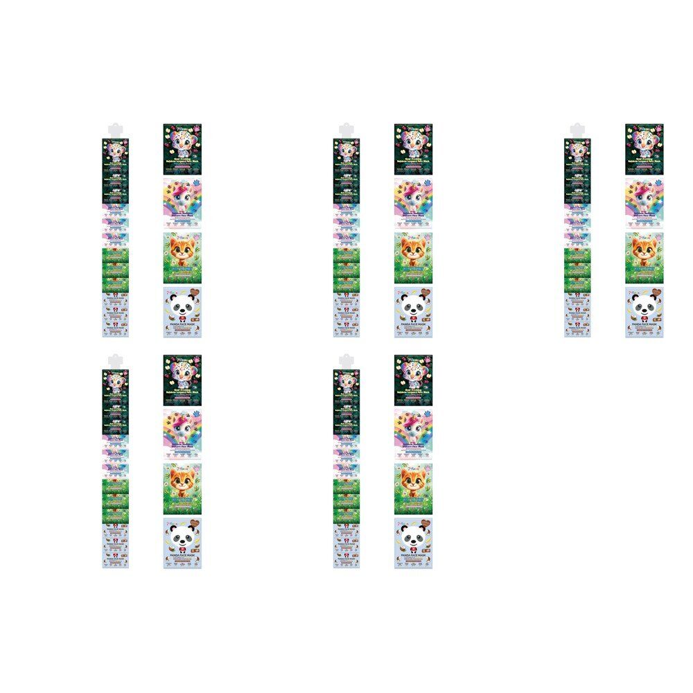 7th Heaven Animal Face Masks Assorted Clip Strip of 12 Bundle of 5