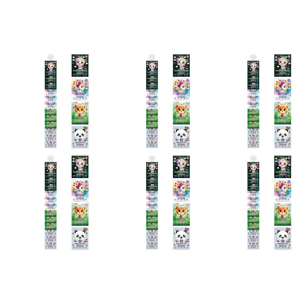 7th Heaven Animal Face Masks Assorted Clip Strip of 12 Bundle of 6