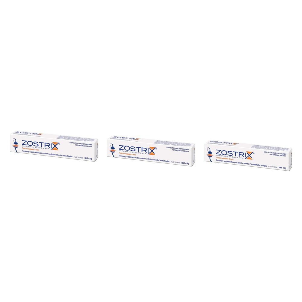 Zostrix Capsaicin 0.025% Cream 45g Pack of 3