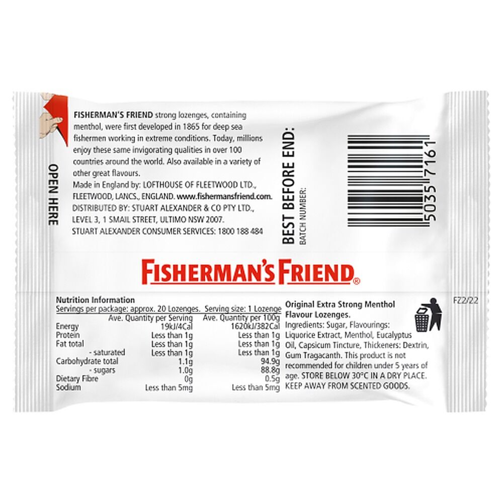 Fisherman's Friend Original Extra Strong Menthol Lozenges 25g x 12