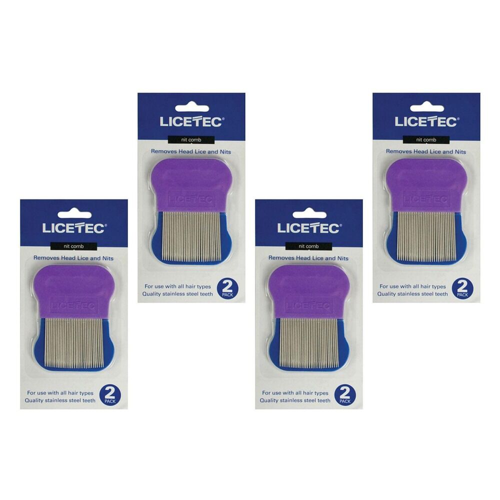 Licetec Metal Nit Comb 2 Pack Bundle of 4