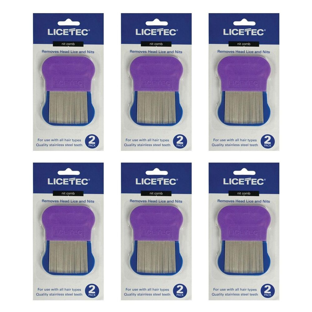 Licetec Metal Nit Comb 2 Pack Bundle of 6