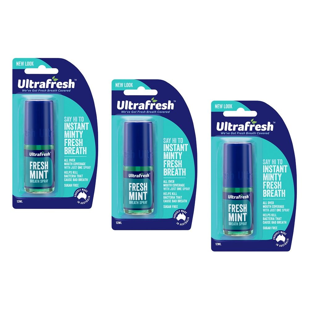 Ultrafresh Breath Spray Fresh Mint 12mL Pack of 3