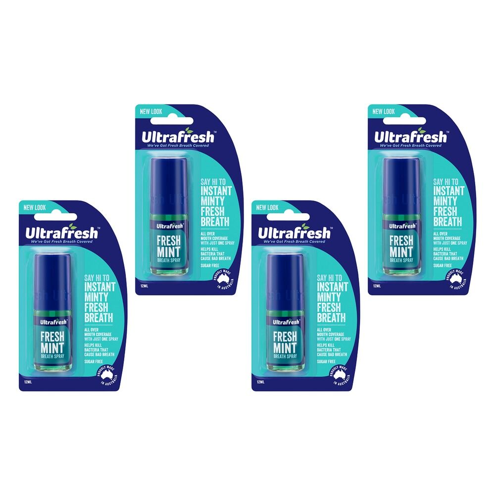 Ultrafresh Breath Spray Fresh Mint 12mL Pack of 4