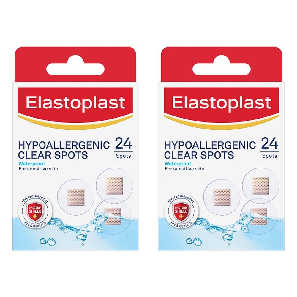 Elastoplast Hypoallergenic Clear Spots 24 Pack Bundle of 2