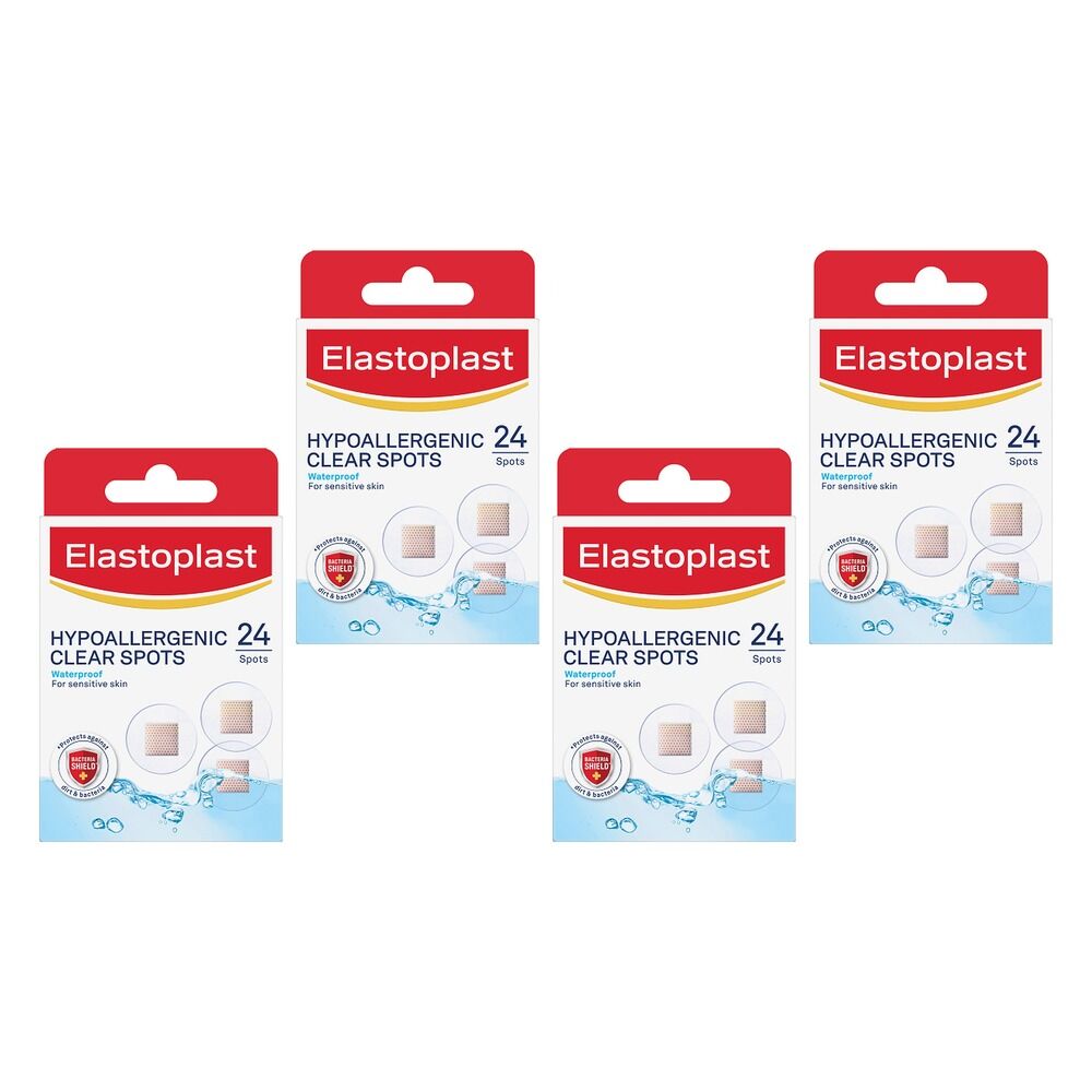 Elastoplast Hypoallergenic Clear Spots 24 Pack Bundle of 4