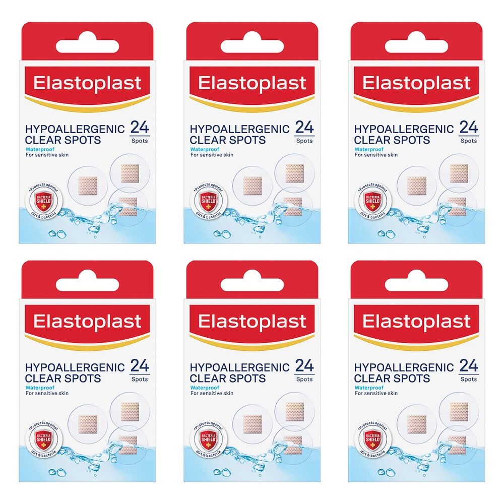 Elastoplast Hypoallergenic Clear Spots 24 Pack Bundle of 6
