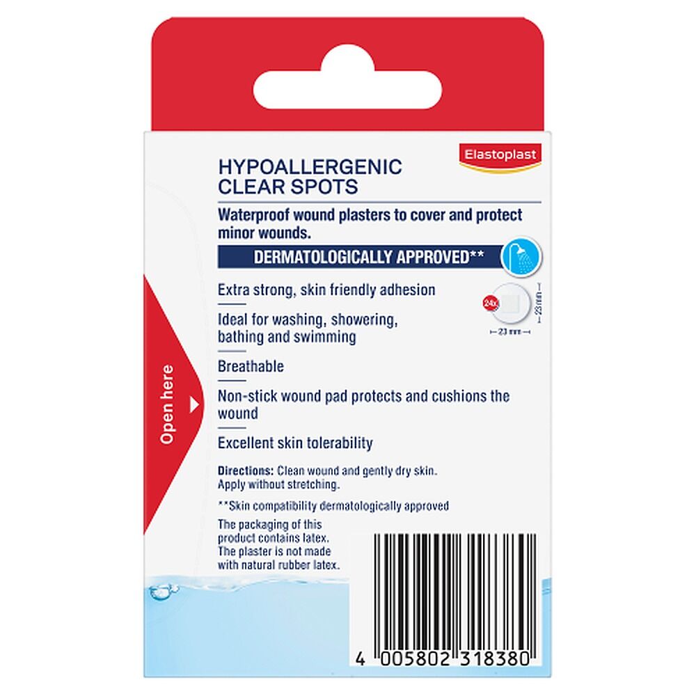 Elastoplast Hypoallergenic Clear Spots 24 Pack