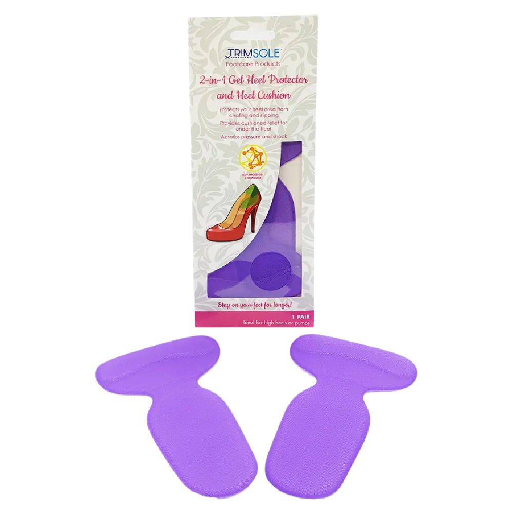 Trimsole 2 in 1 Gel Heel Protector Cushion Anti Slip Inserts 1 Pair