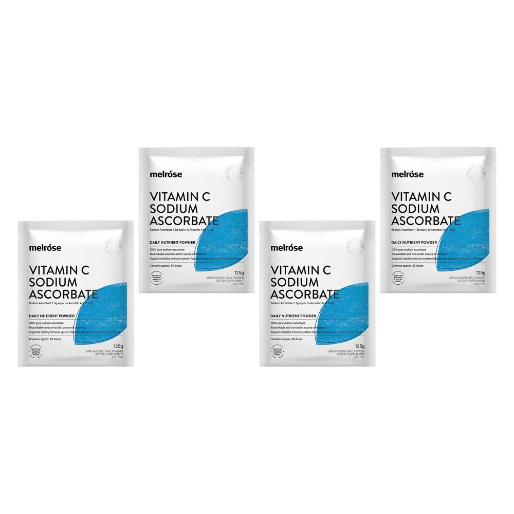 Melrose Health Vitamin C Sodium Ascorbate Powder 125g x 8 Bundle of 4