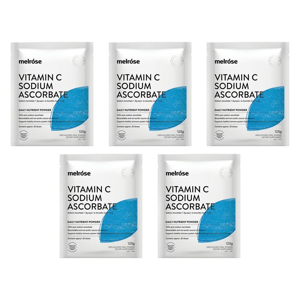 Melrose Health Vitamin C Sodium Ascorbate Powder 125g x 8 Bundle of 5