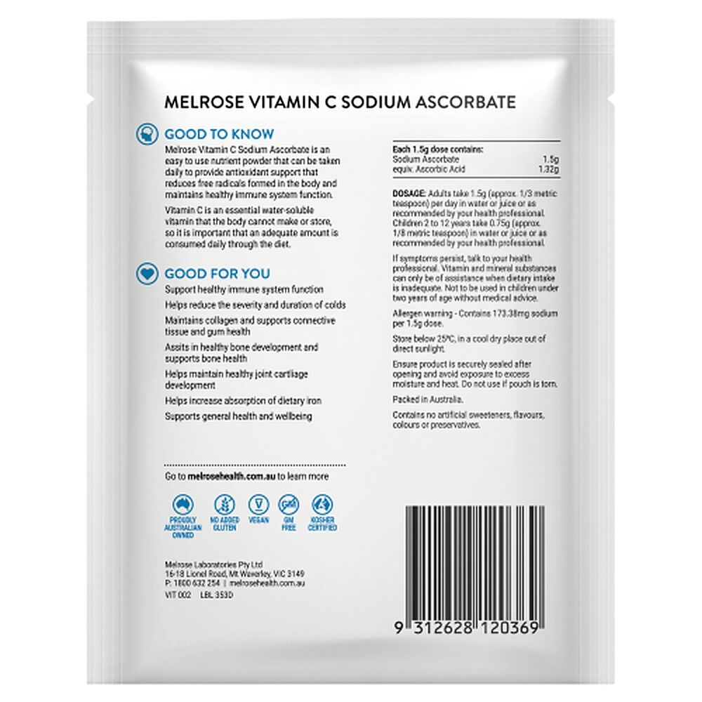 Melrose Health Vitamin C Sodium Ascorbate Powder 125g x 8