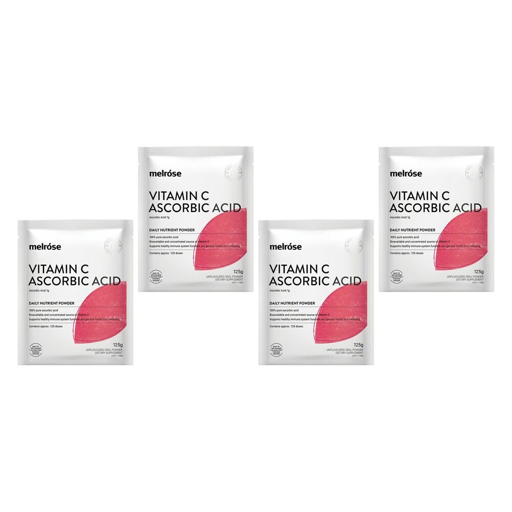 Melrose Health Vitamin C Ascorbic Acid Powder 125g x 8 Bundle of 4