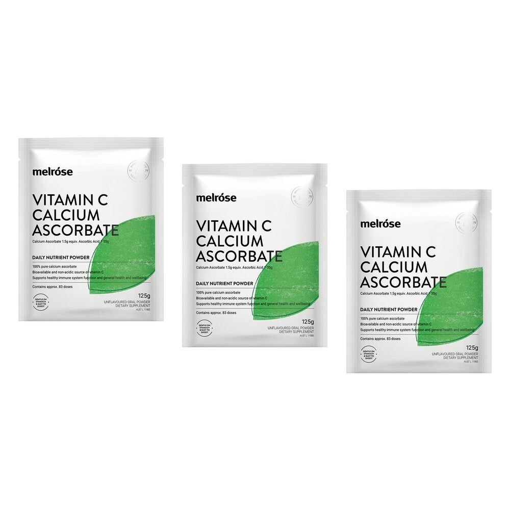 Melrose Health Vitamin C Calcium Ascorbate Powder 125g x 8 Bundle of 3