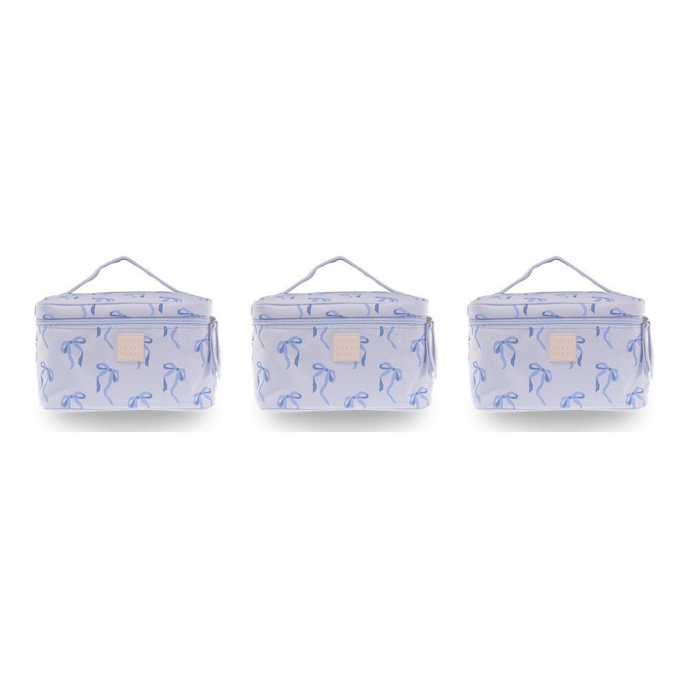 Tender Love + Carry Blue Bow Travel Vanity Case 28 x 19 x 10 cm Pack of 3