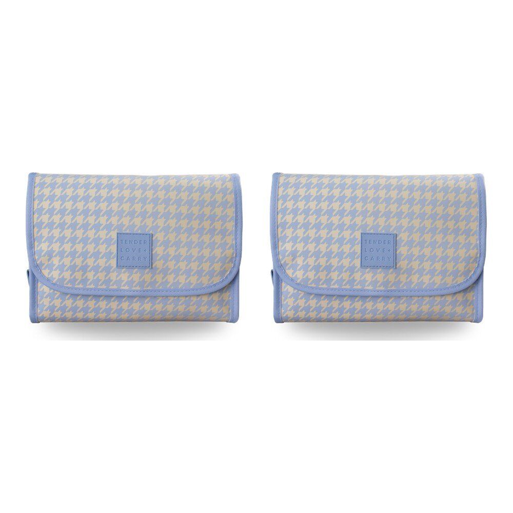 Tender Love + Carry Blue Cream Houndstooth Roll-Up Toiletry Bag 25 x 18 x 8 cm Pack of 2