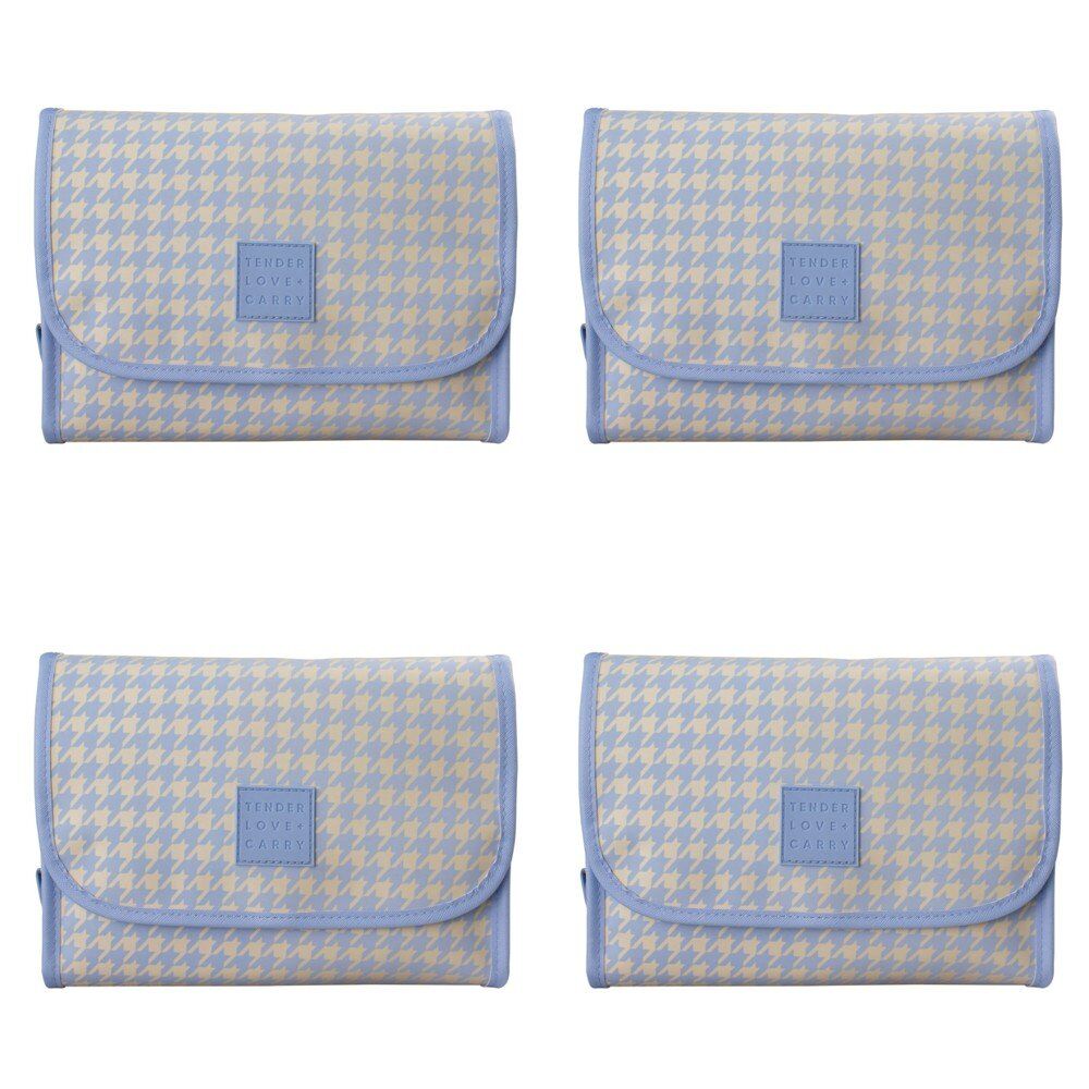 Tender Love + Carry Blue Cream Houndstooth Roll-Up Toiletry Bag 25 x 18 x 8 cm Pack of 4