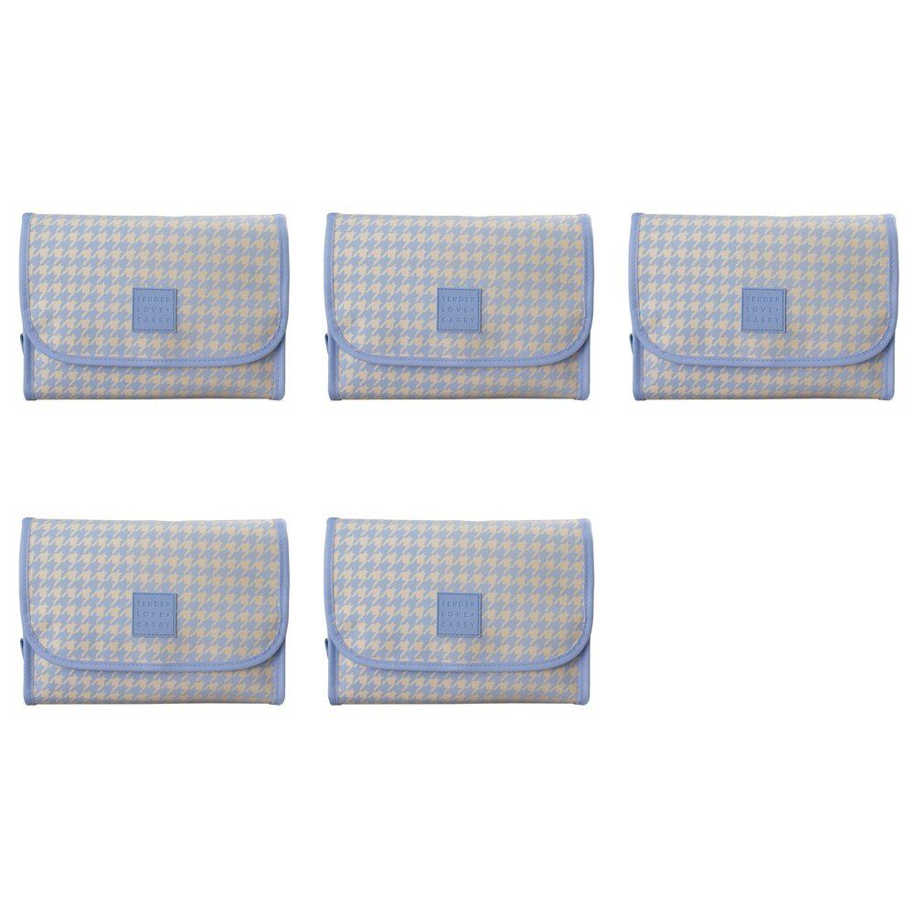 Tender Love + Carry Blue Cream Houndstooth Roll-Up Toiletry Bag 25 x 18 x 8 cm Pack of 5
