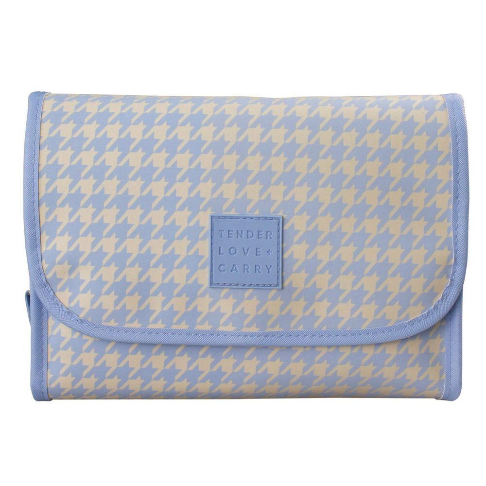 Tender Love + Carry Blue Cream Houndstooth Roll-Up Toiletry Bag 25 x 18 x 8 cm Pack of 6