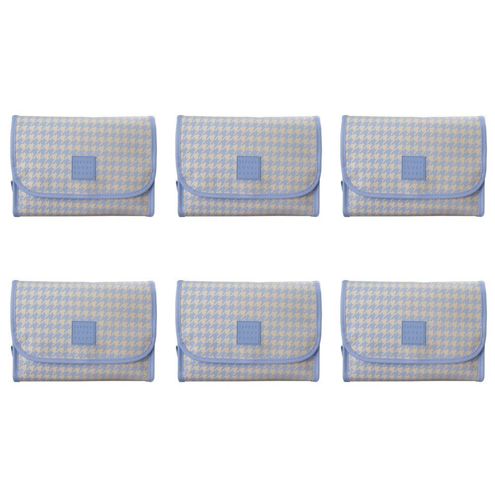 Tender Love + Carry Blue Cream Houndstooth Roll-Up Toiletry Bag 25 x 18 x 8 cm Pack of 6