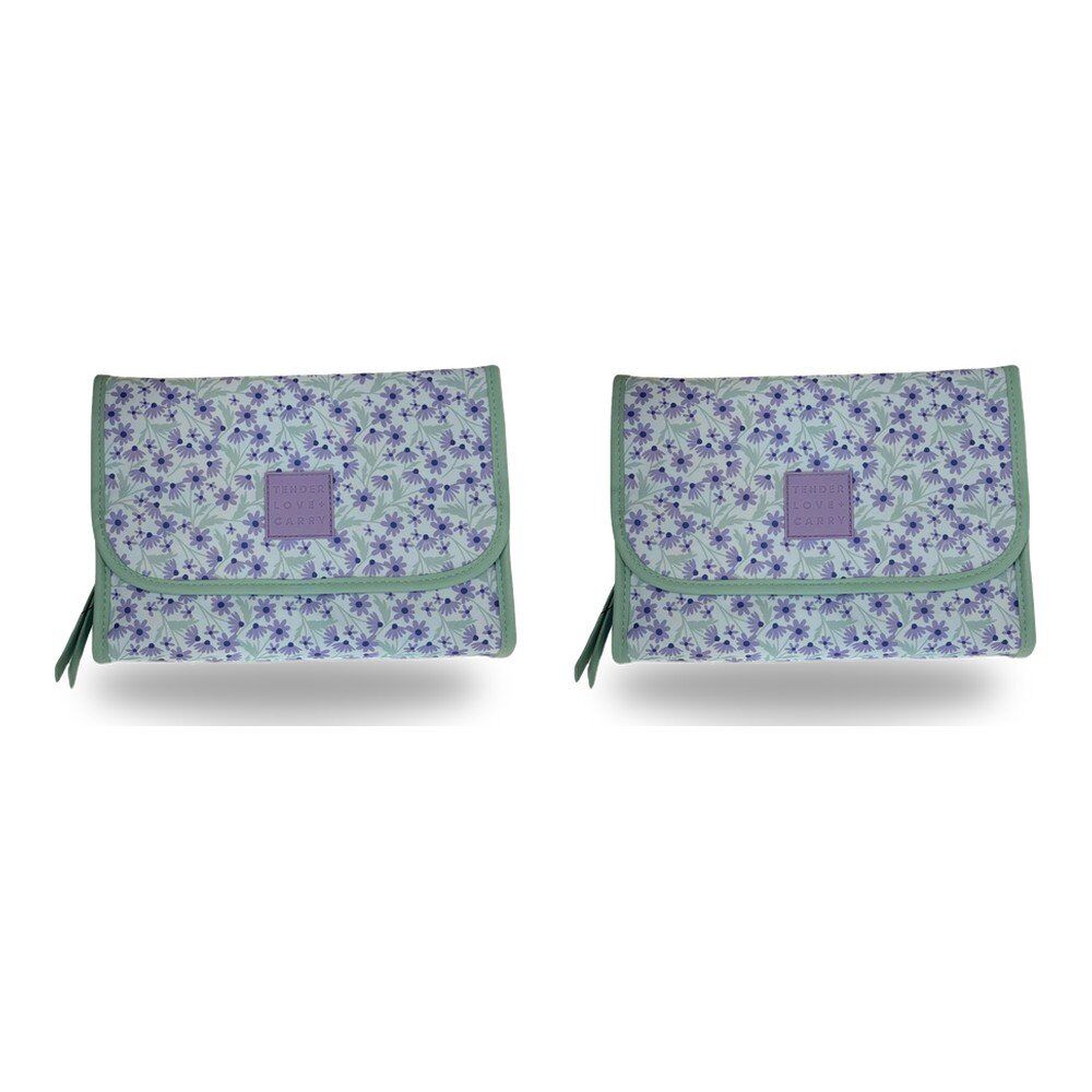 Tender Love + Carry Lavender Daisy Crush Roll-Up Toiletry Bag 25 x 18 x 8 cm Pack of 2