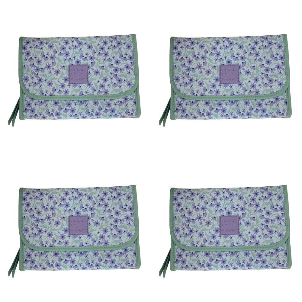 Tender Love + Carry Lavender Daisy Crush Roll-Up Toiletry Bag 25 x 18 x 8 cm Pack of 4