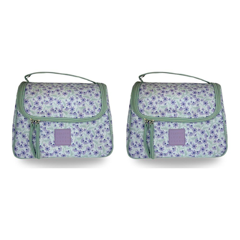 Tender Love + Carry Lavender Daisy Crush Weekender Wash Bag 28 x 19 x 10 cm Pack of 2