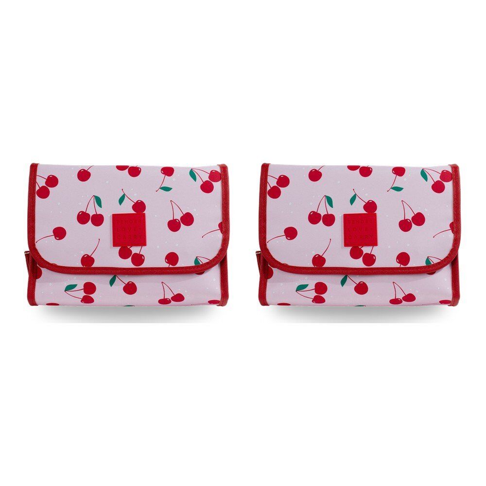Tender Love + Carry Pink Cherry Bomb Roll-Up Toiletry Bag 26 x 20 x 10 cm Pack of 2