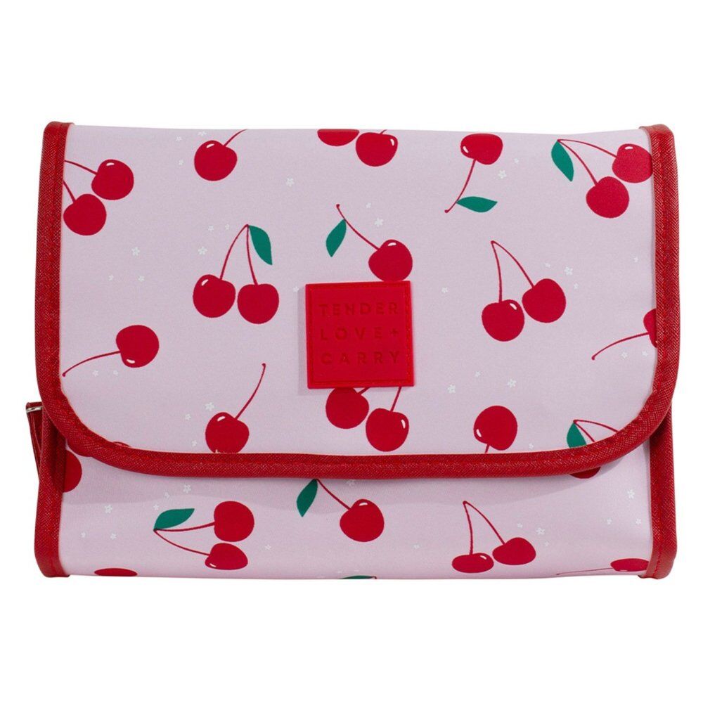 Tender Love + Carry Pink Cherry Bomb Roll-Up Toiletry Bag 26 x 20 x 10 cm