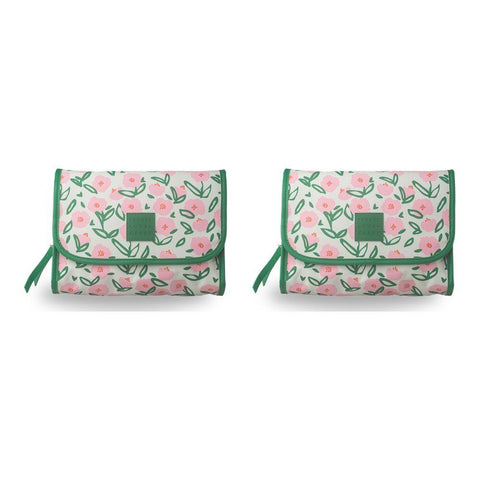 Tender Love + Carry Pink Flower Market Roll-Up Toiletry Bag 25 x 18 x 8 cm Pack of 2