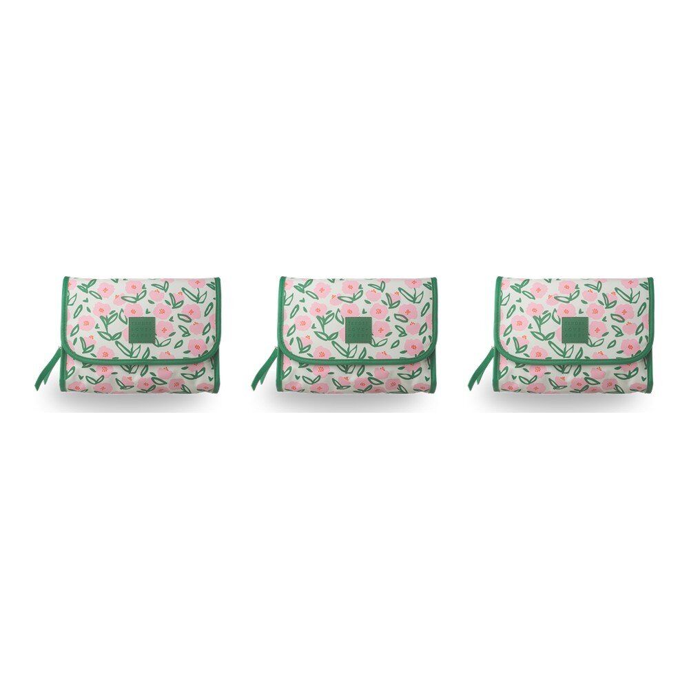 Tender Love + Carry Pink Flower Market Roll-Up Toiletry Bag 25 x 18 x 8 cm Pack of 3