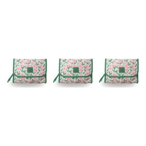 Tender Love + Carry Pink Flower Market Roll-Up Toiletry Bag 25 x 18 x 8 cm Pack of 3