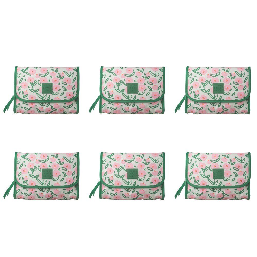 Tender Love + Carry Pink Flower Market Roll-Up Toiletry Bag 25 x 18 x 8 cm Pack of 6
